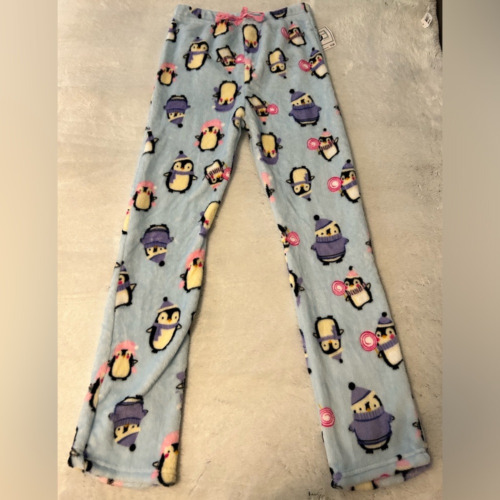 Small Light blue Fleece Penguin Pajama Pants